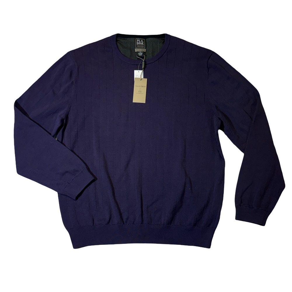 NEW Jos. A. Bank mens 2XL XXL purple cotton blend travel tech crewneck sweater